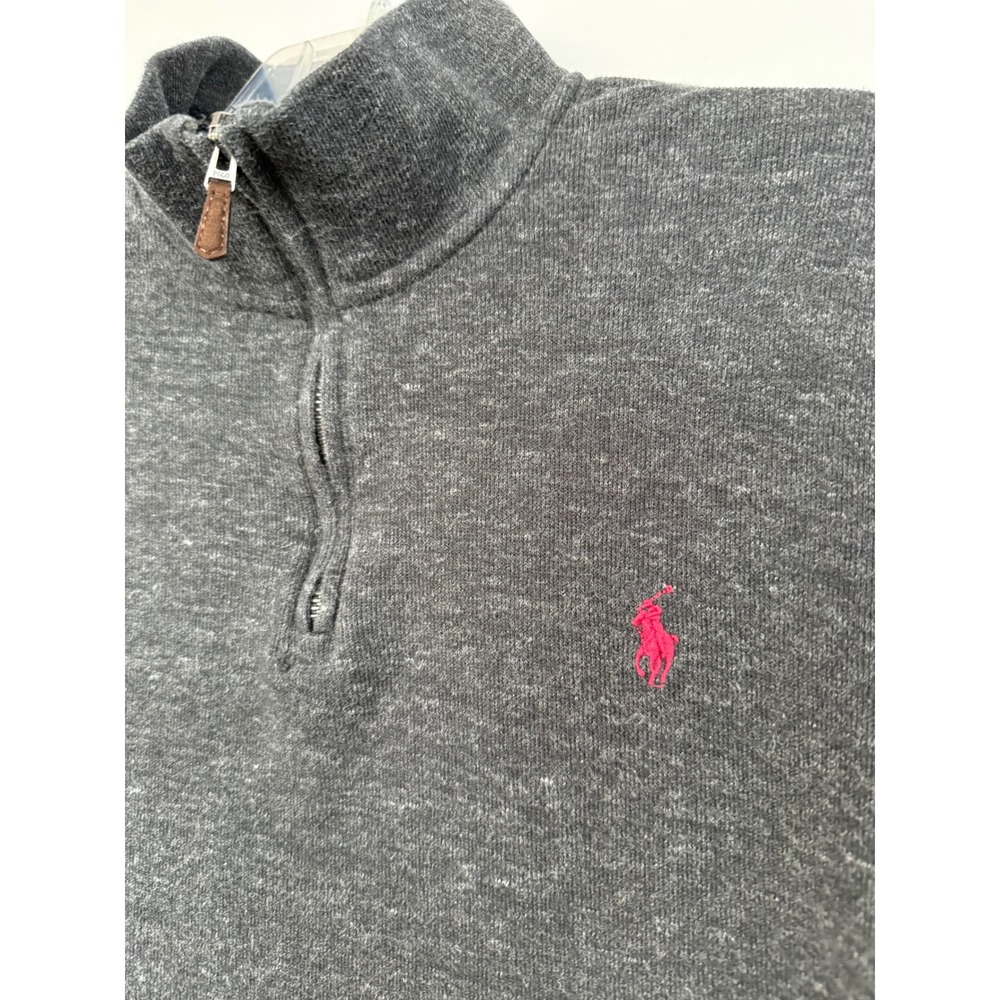 Polo Ralph Lauren Estate Rib Quarter Zip Pullover Charcoal Gray Mens L Preppy